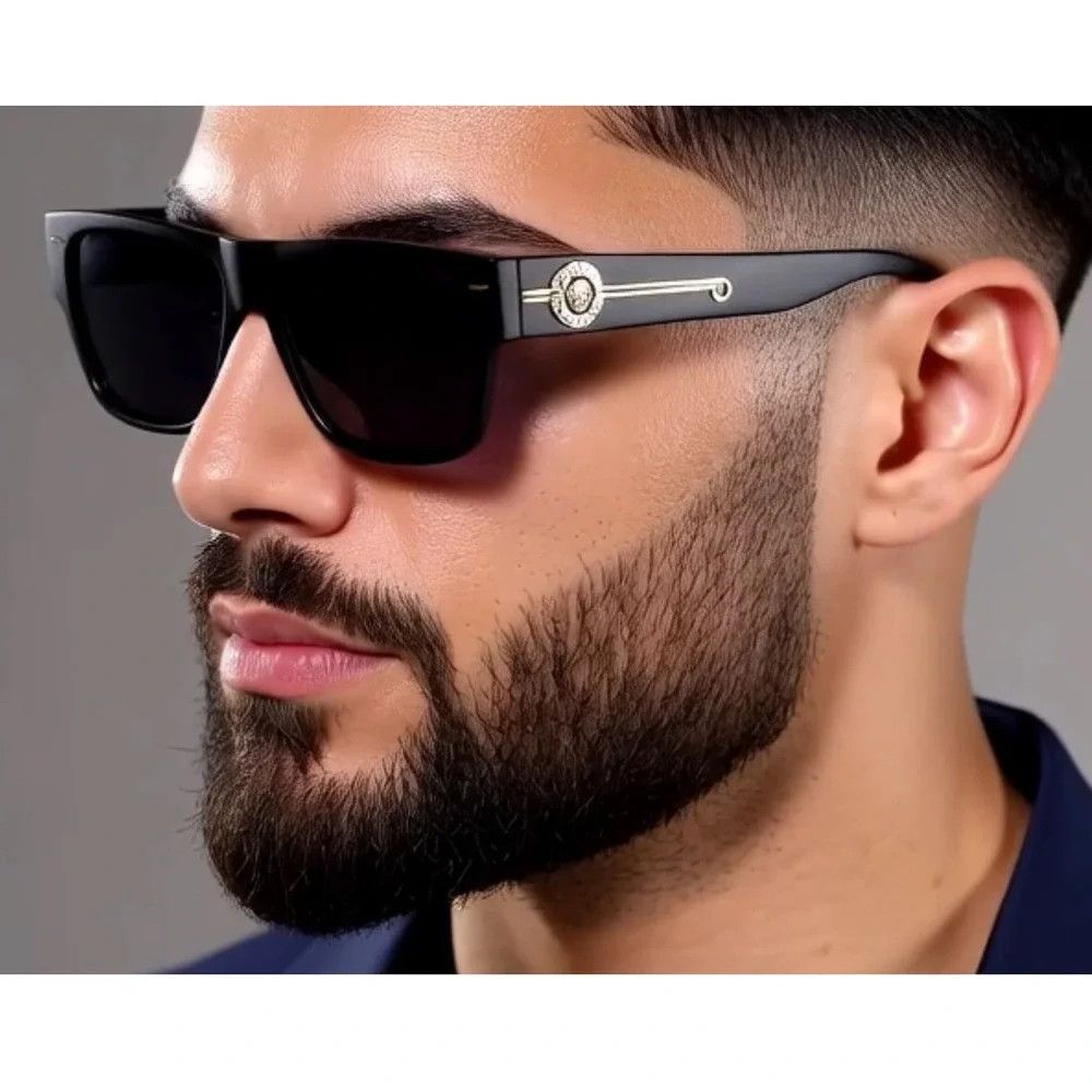 Sunglasses Dark Black Lens Frame Designer Style Men Street Wear UV400 Lentes New